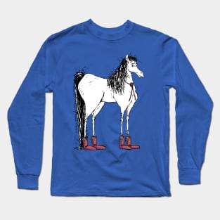 A Cute Tall Horse with a Bolo Tie and Cowboy Boots Long Sleeve T-Shirt